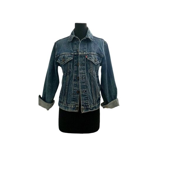 Levi Vintage Jean Jacket With Custom  Painting By Artist Levi Japhet Women’s SM - Picture 3 of 7